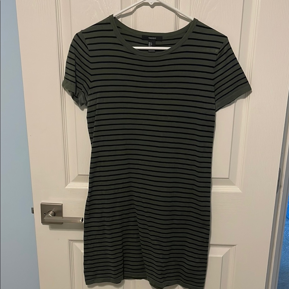 Forever 21 Green and Black Striped Dress